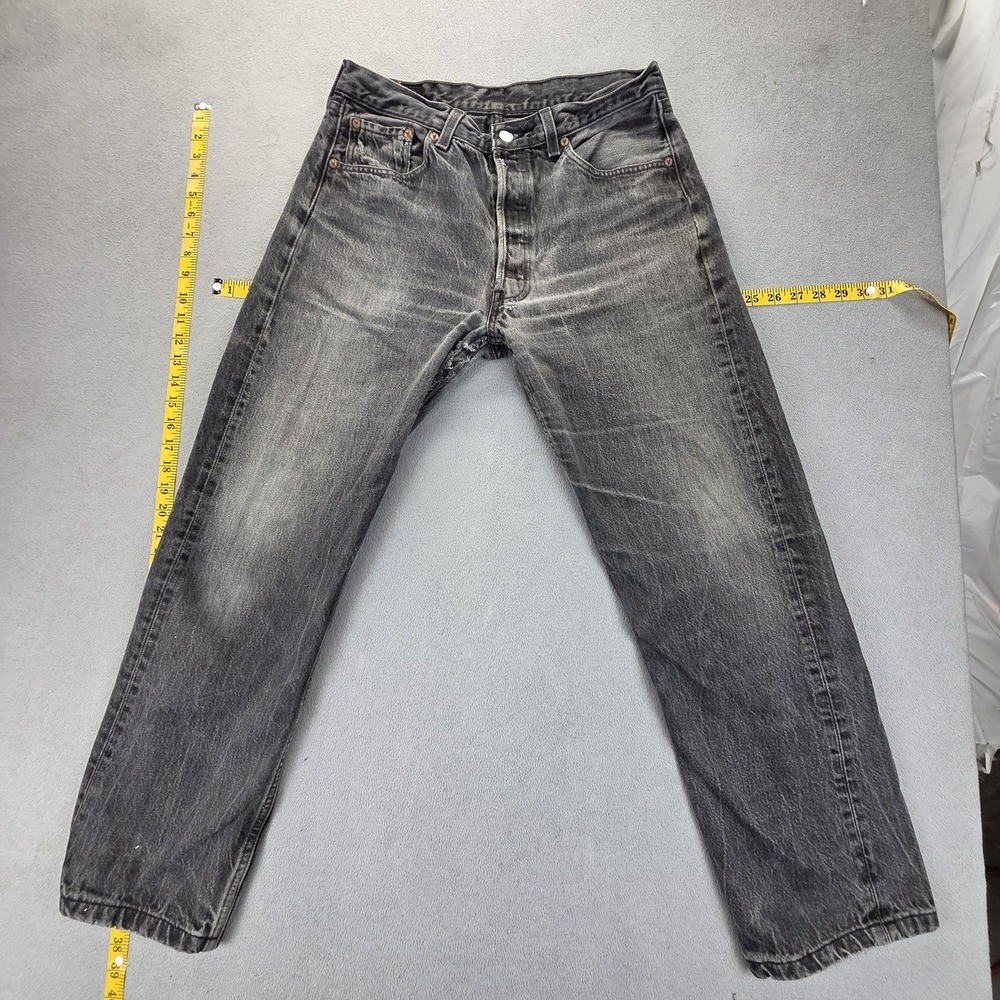 VTG Levis 501 Jeans Mens Gray Charcoal Wash Straight Button Fly USA Fits 30x28